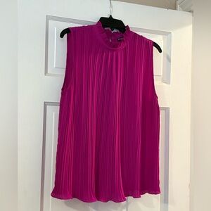 Adrianna Papell Fuchsia Sleeveless Pleated Blouse